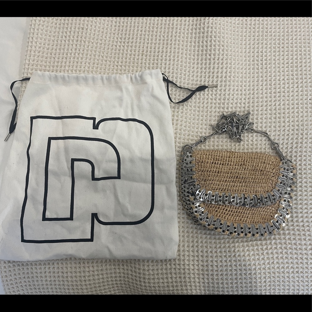 Paco Rabanne messenger raffia bag